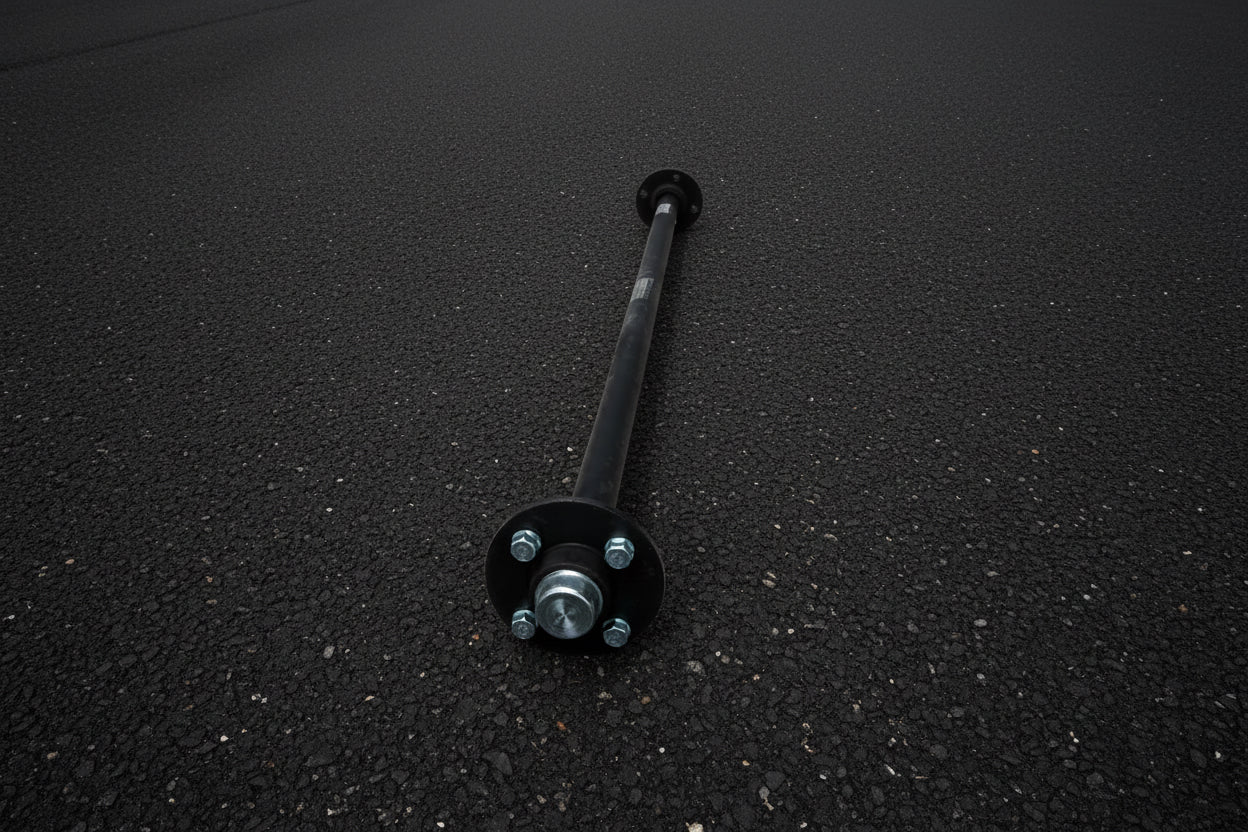 Burquip 900kg 40mm Round U/Braked Full Beam Axle, 1675mm(2 x Saddles Incl)